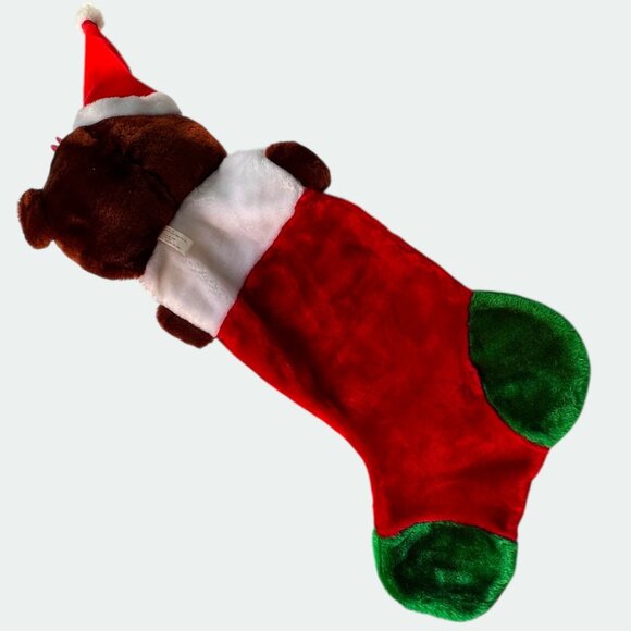 Vintage Christmas Teddy Bear Stocking Plush 24" Red Green Holiday Décor By Weste - Picture 7 of 8